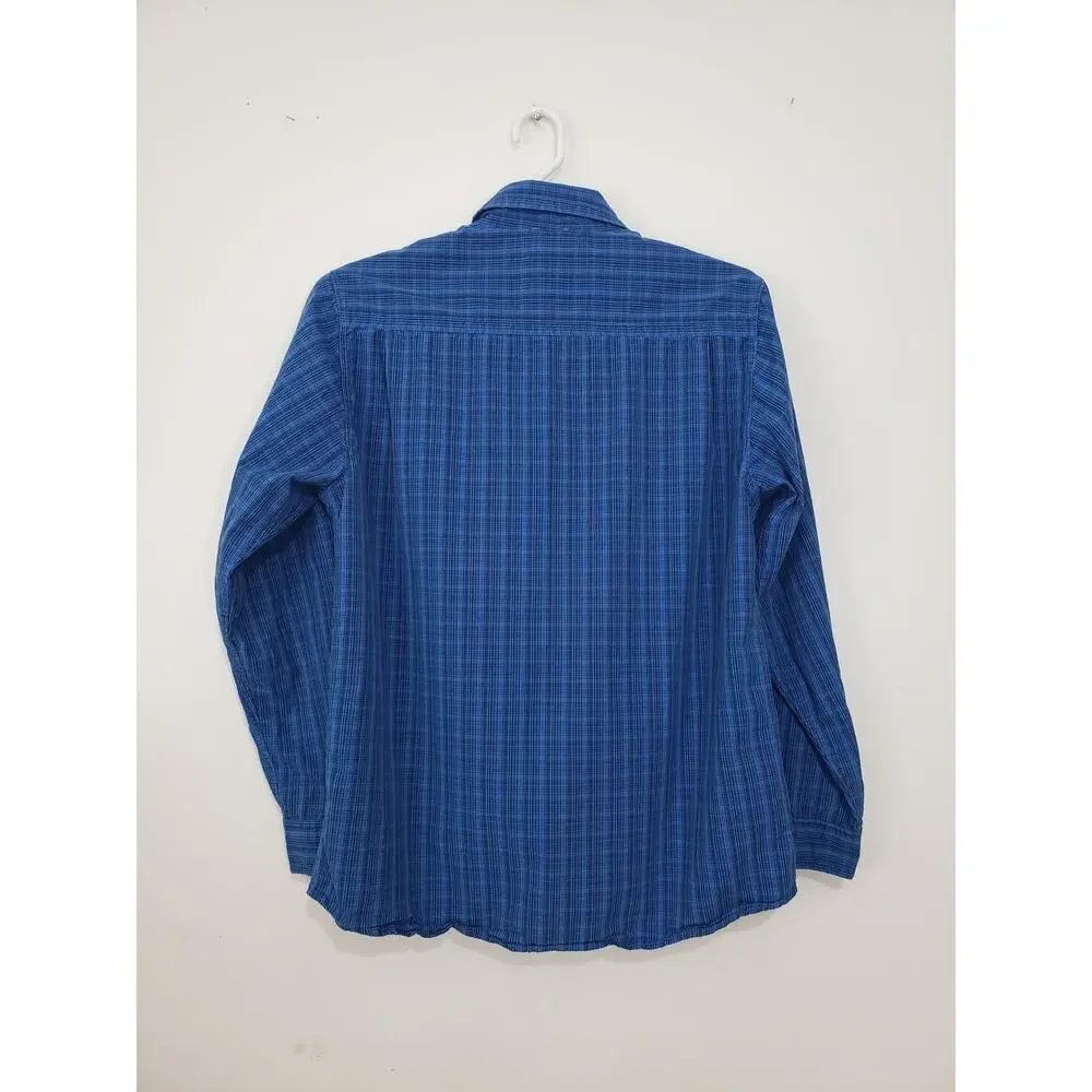 Y2K The North Face Men's Shirt Size L Large Button-Down Plaid Blue Vacation